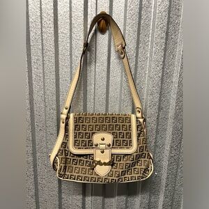 Fendi Bicolor Zucchino Flap‎ Shoulder Bag Authentic Vintage